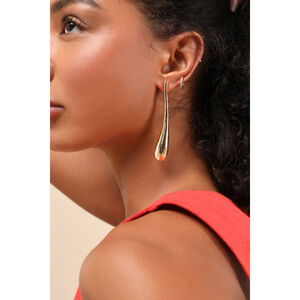 Lulus Voguish Destiny Gold Drop Earrings - Size One Size